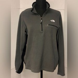 THE NORTH FACE 1/4 Zip Fleece Gray & Black Pullover Jacket Mens Size: M